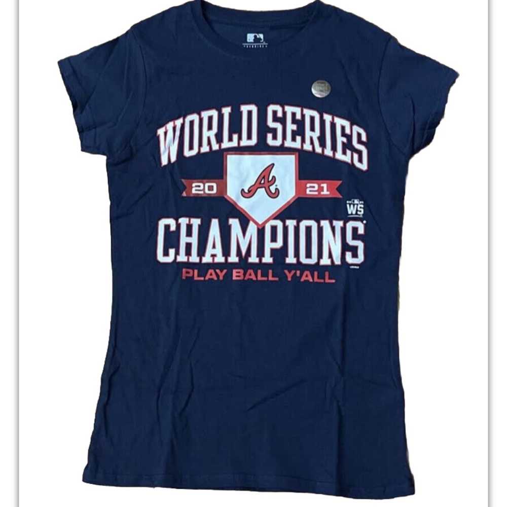 Atlanta Braves 2021 World Series Champions Shirt Women’s Cut PLAY BALL Y’ALL NEW